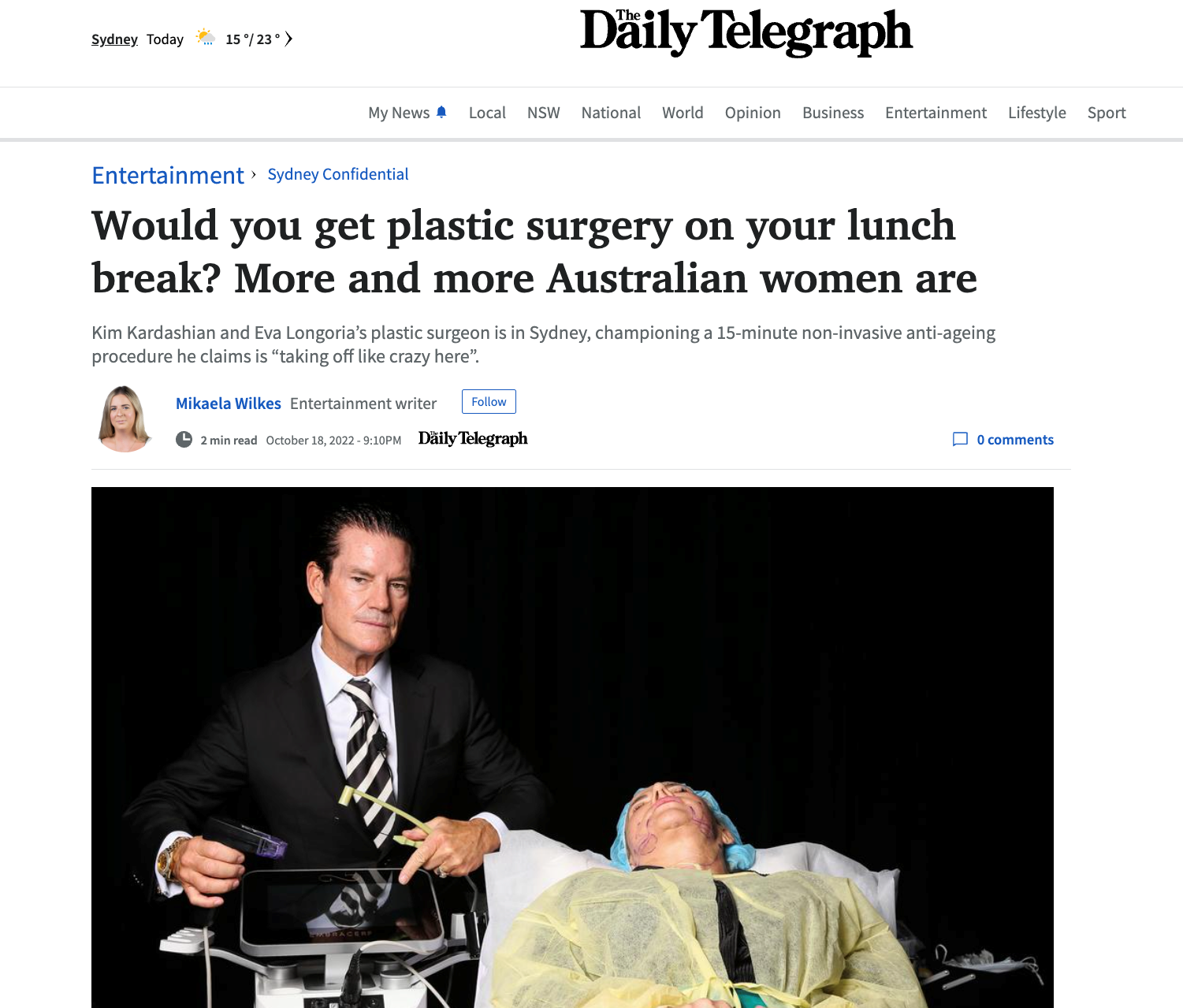 Daily Telegraph - Would you get plastic surgery on your lunch break? More and more Australian women are